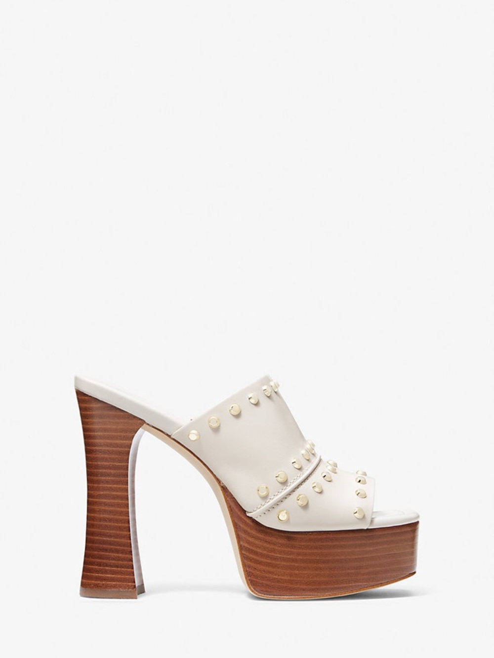 MICHAEL Michael Kors White Leather Studded Slide Mules